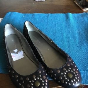 Nine West embellished black leather flats size 9.5 M